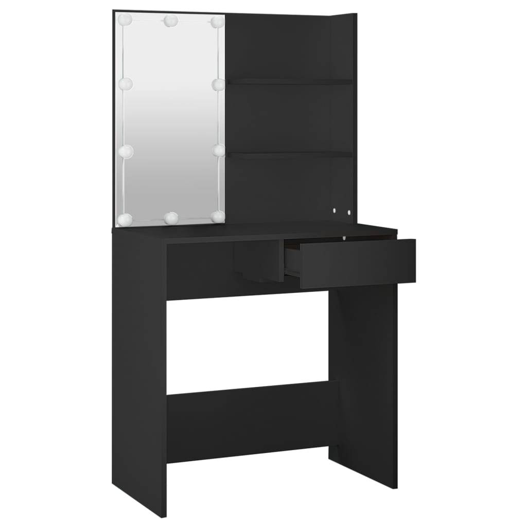 vidaXL Schminktisch mit LED-Leuchten Schwarz 74,5x40x141 cm