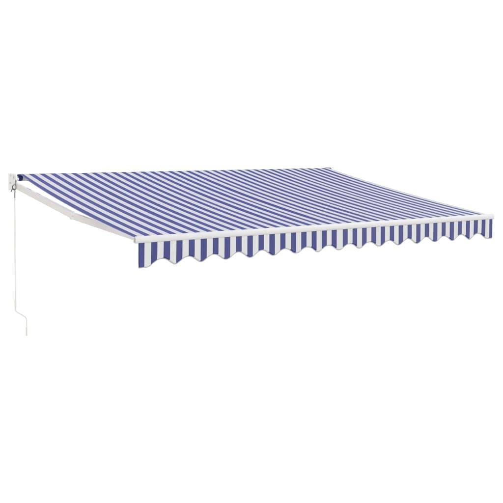 vidaXL Markise Einziehbar Blau und Weiß 4,5x3 m Stoff und Aluminium