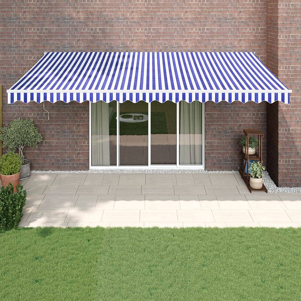 vidaXL Markise Einziehbar Blau und Weiß 5x3 m Stoff und Aluminium