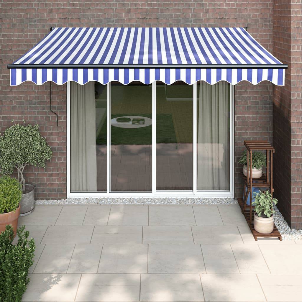 vidaXL Markise Einziehbar Blau und Weiß 3,5x2,5 m Stoff und Aluminium