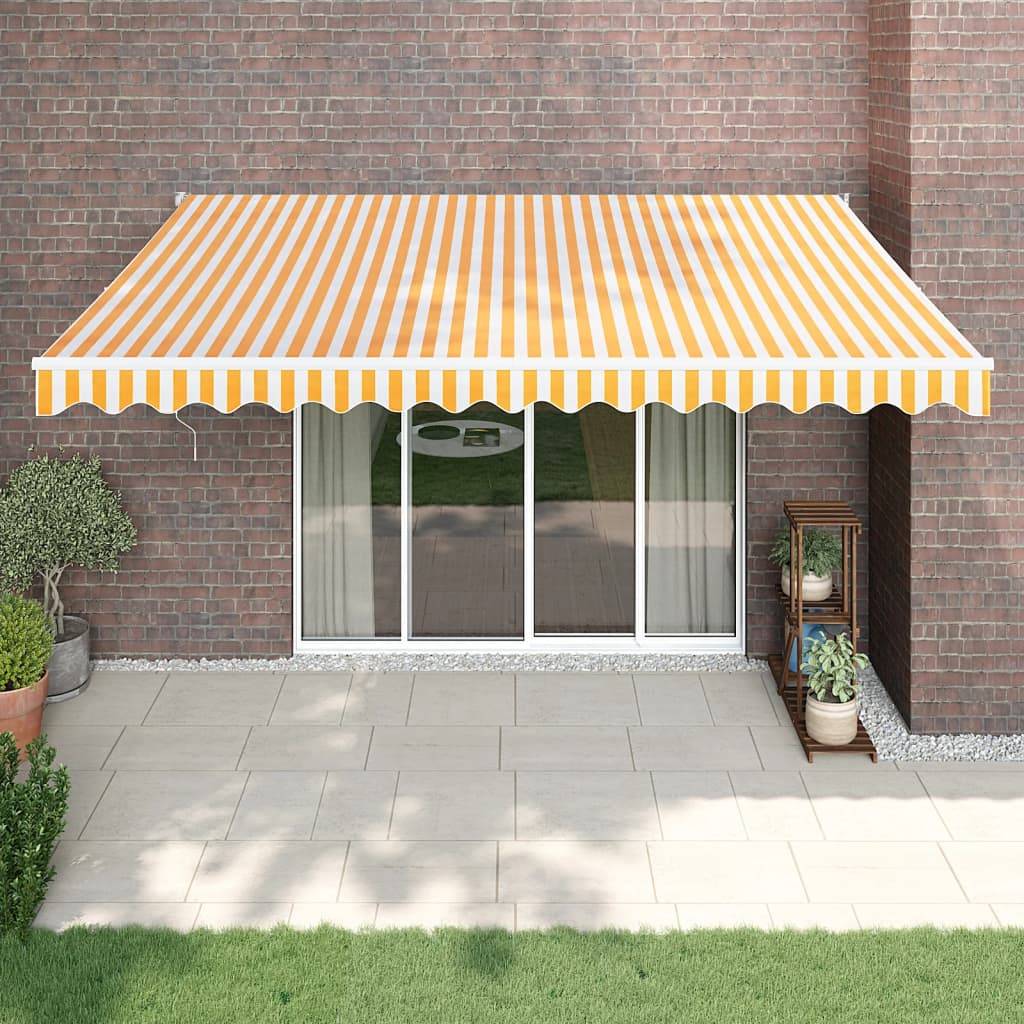 vidaXL Markise Einziehbar Gelb und Weiß 4,5x3 m Stoff und Aluminium