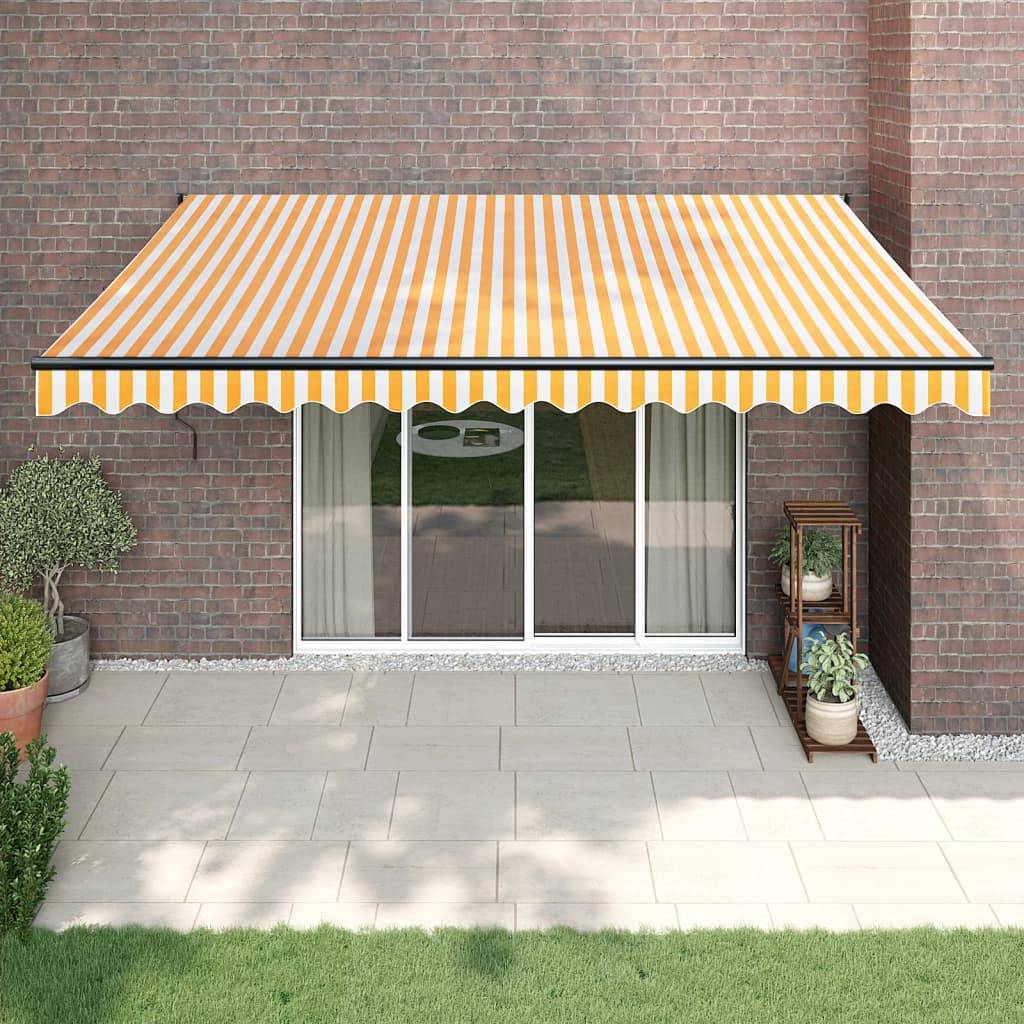 vidaXL Markise Einziehbar Gelb und Weiß 4,5x3 m Stoff und Aluminium