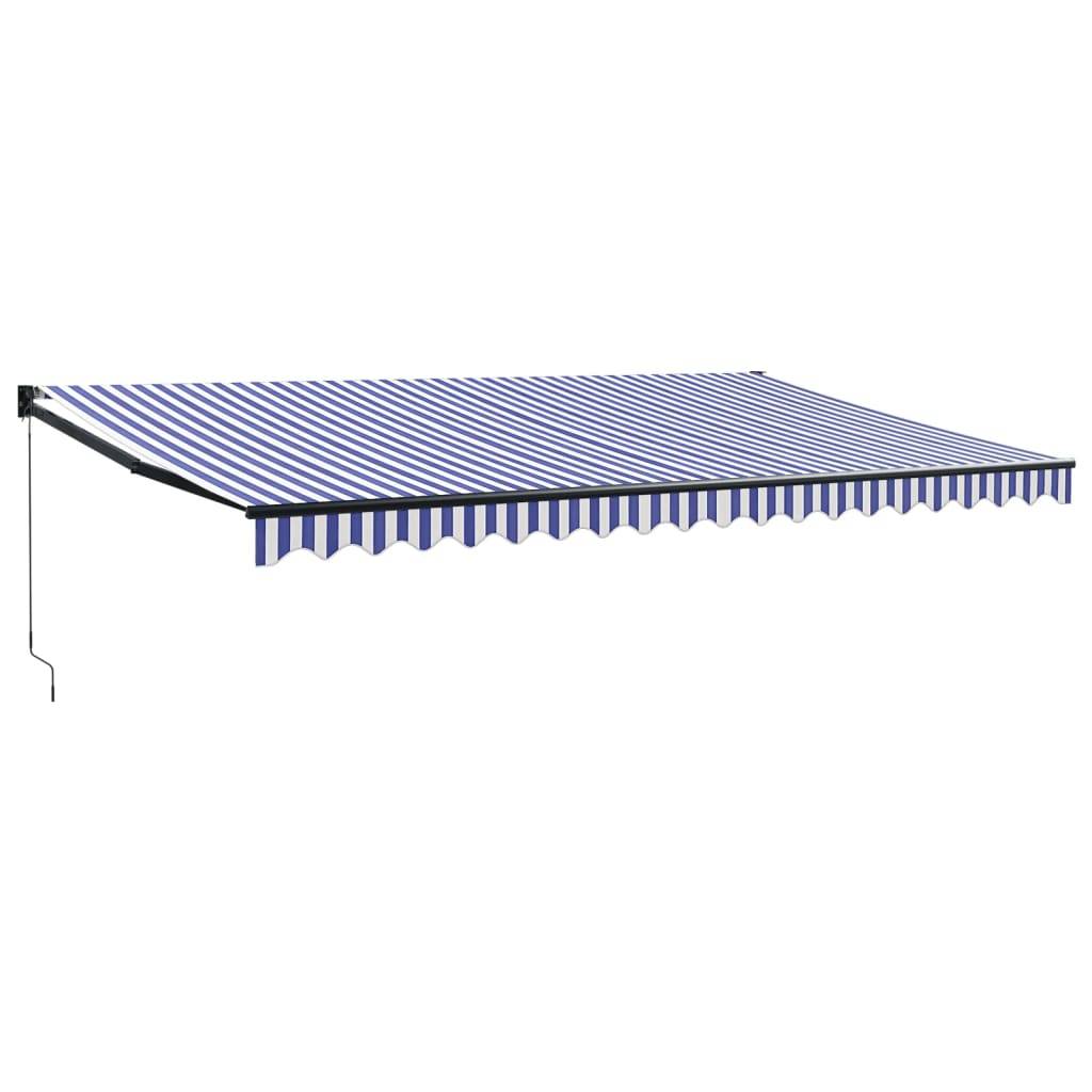 vidaXL Markise Einziehbar Blau und Weiß 5x3 m Stoff und Aluminium