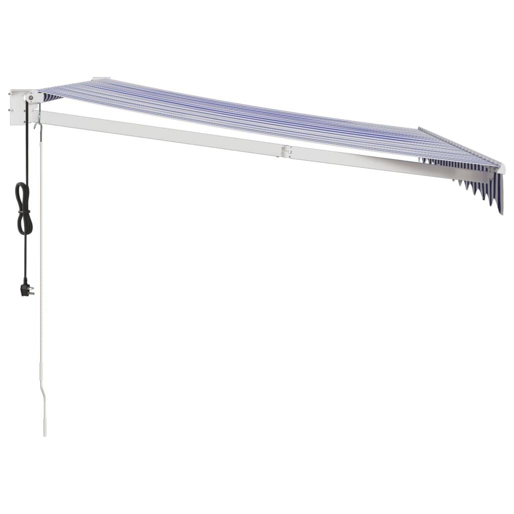 vidaXL Elektrische Markise mit Kurbel Blau und Weiß 3x2,5 m