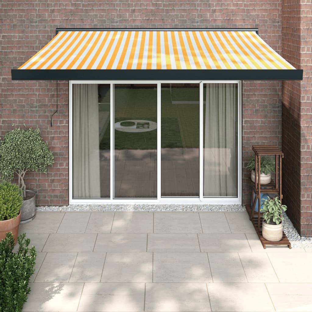 vidaXL Markise Einziehbar Gelb und Weiß 3x2,5 m Stoff und Aluminium