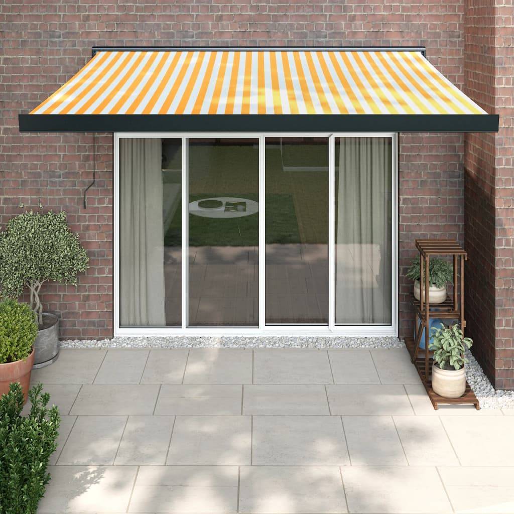 vidaXL Markise Einziehbar Gelb und Weiß 3,5x2,5 m Stoff und Aluminium