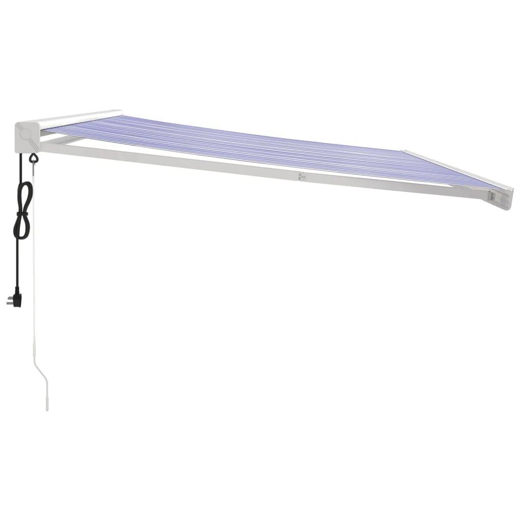 vidaXL Markise Einziehbar Blau und Weiß 4x3 m Stoff und Aluminium