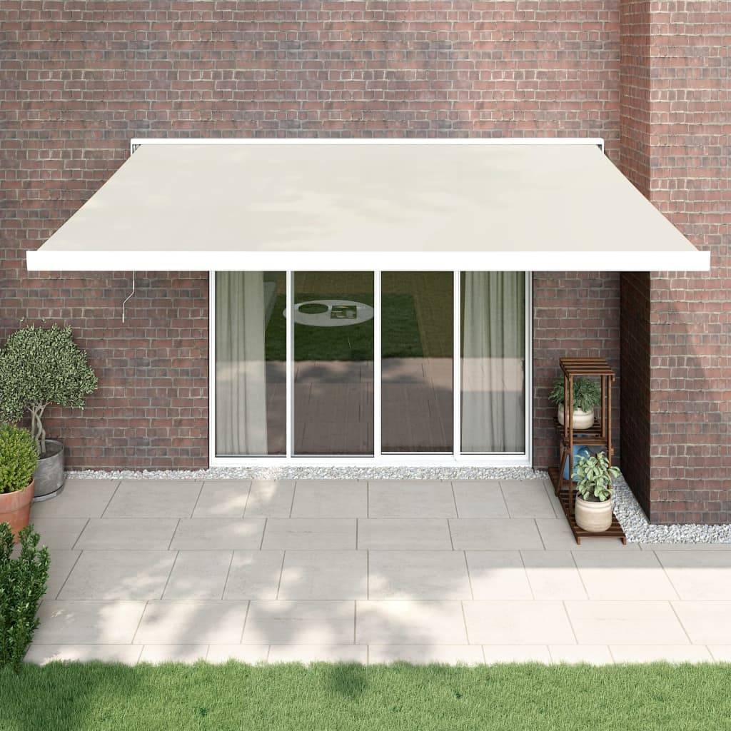 vidaXL Markise Einziehbar Creme 4x3 m Stoff und Aluminium
