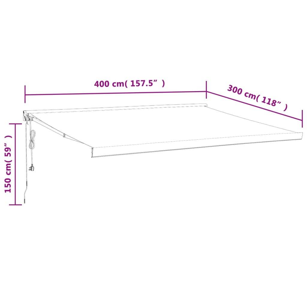 vidaXL Markise Einziehbar Blau und Weiß 4x3 m Stoff und Aluminium
