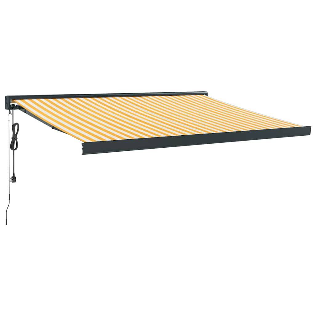 vidaXL Markise Einziehbar Gelb und Weiß 3x2,5 m Stoff und Aluminium
