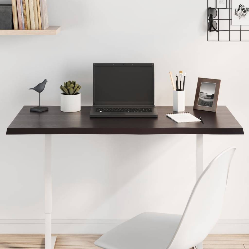 vidaXL Tischplatte 100x40x2 cm Massivholz Eiche Behandelt Baumkante