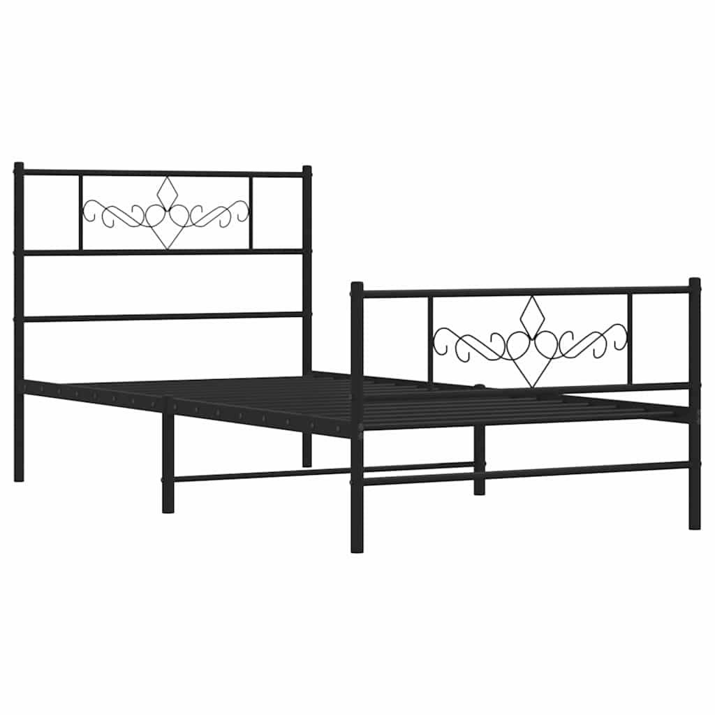 vidaXL Bettgestell mit Kopf- und Fußteil Metall Schwarz 100x190 cm