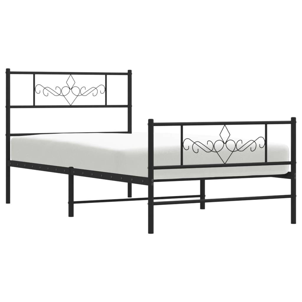 vidaXL Bettgestell mit Kopf- und Fußteil Metall Schwarz 100x190 cm