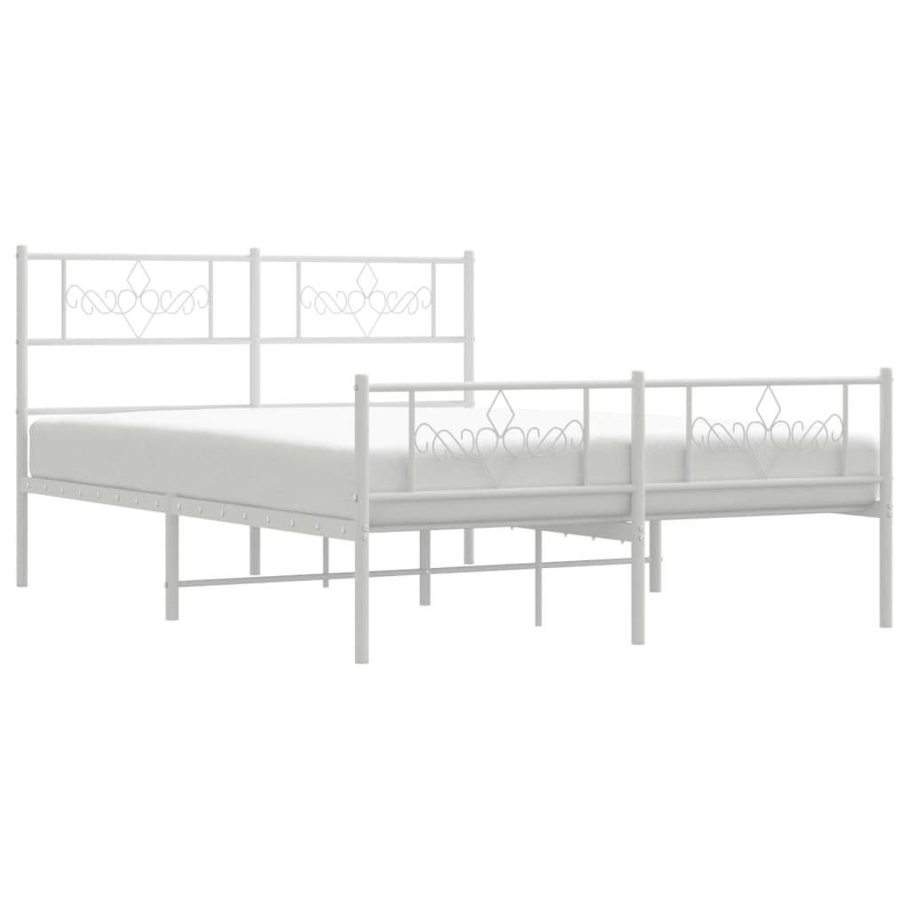 vidaXL Bettgestell mit Kopf- und Fußteil Metall Weiß 140x200 cm