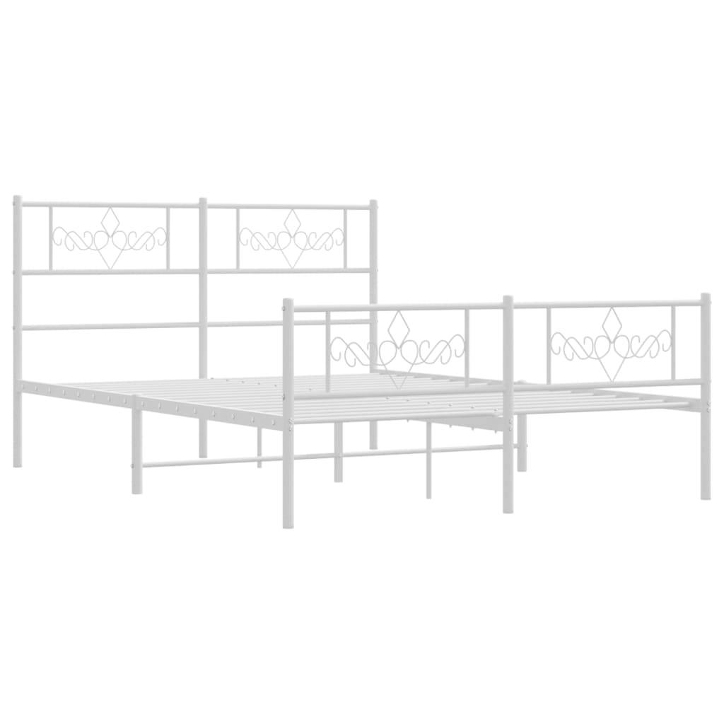 vidaXL Bettgestell mit Kopf- und Fußteil Metall Weiß 140x200 cm