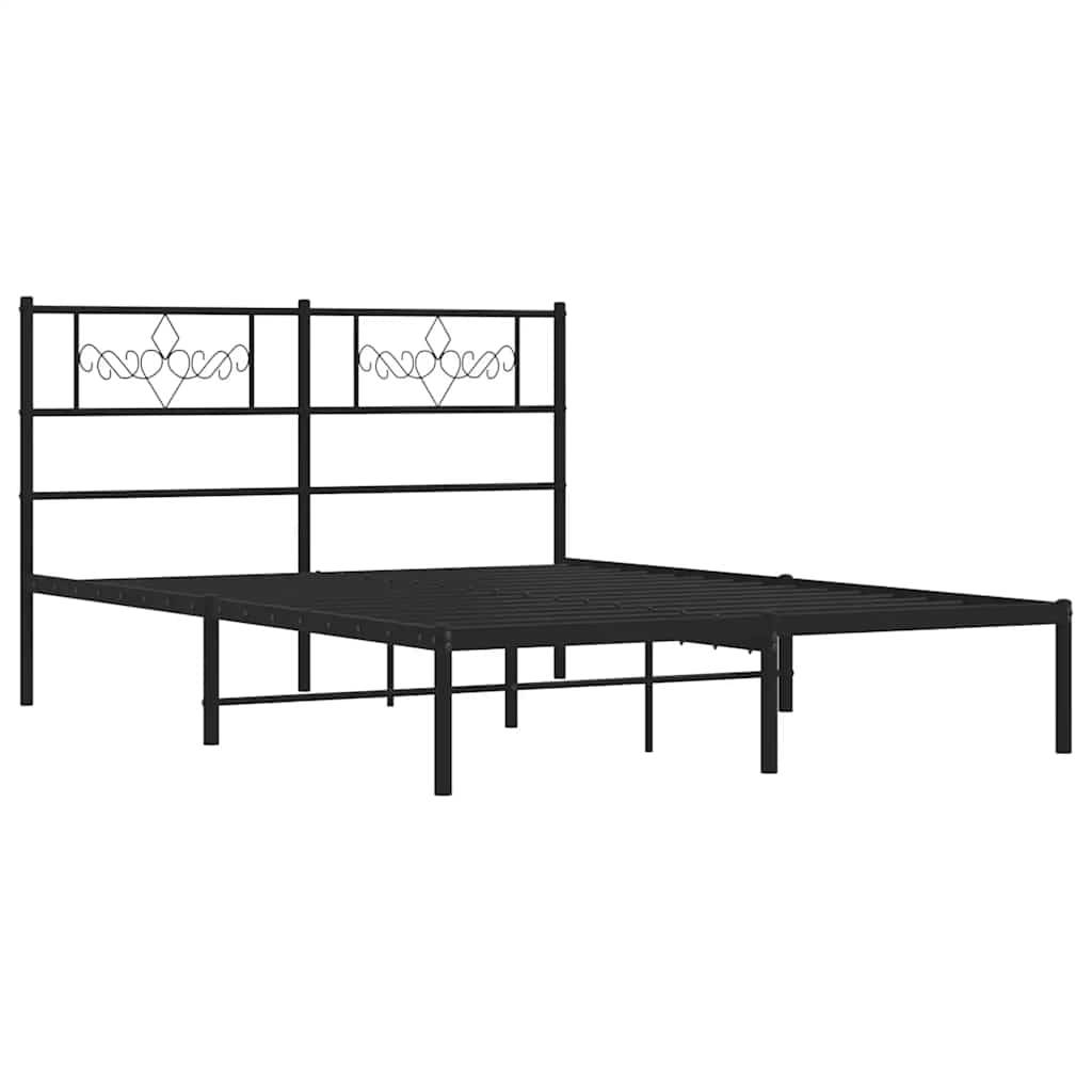 vidaXL Bettgestell mit Kopfteil Metall Schwarz 135x190 cm