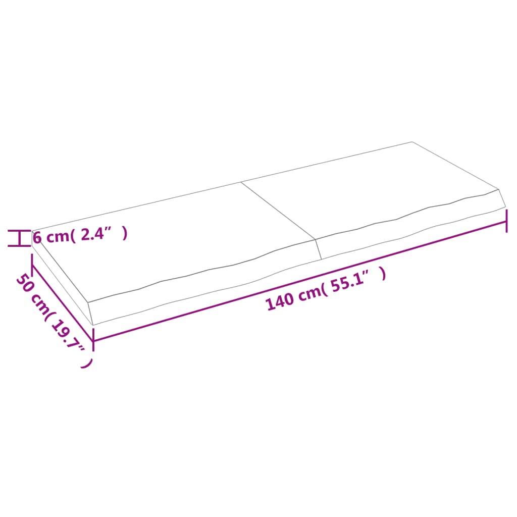 vidaXL Tischplatte Dunkelbraun 140x50x(2-6)cm Massivholz Eiche