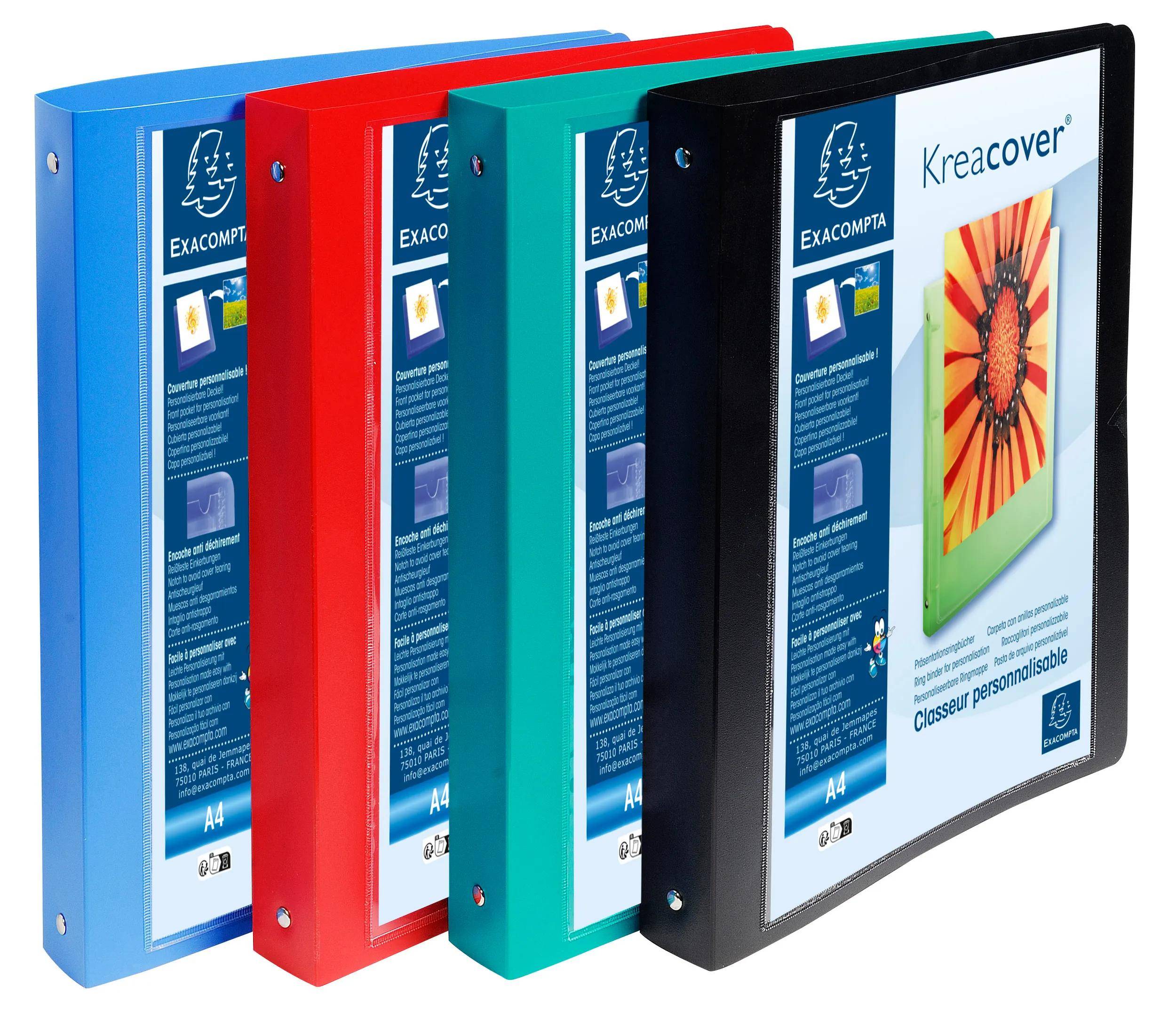 Exacompta 20x Ringbuch PP 700µ 4 Ringe 30mm Rücken 40mm A4 Maxi sortiert 51229E