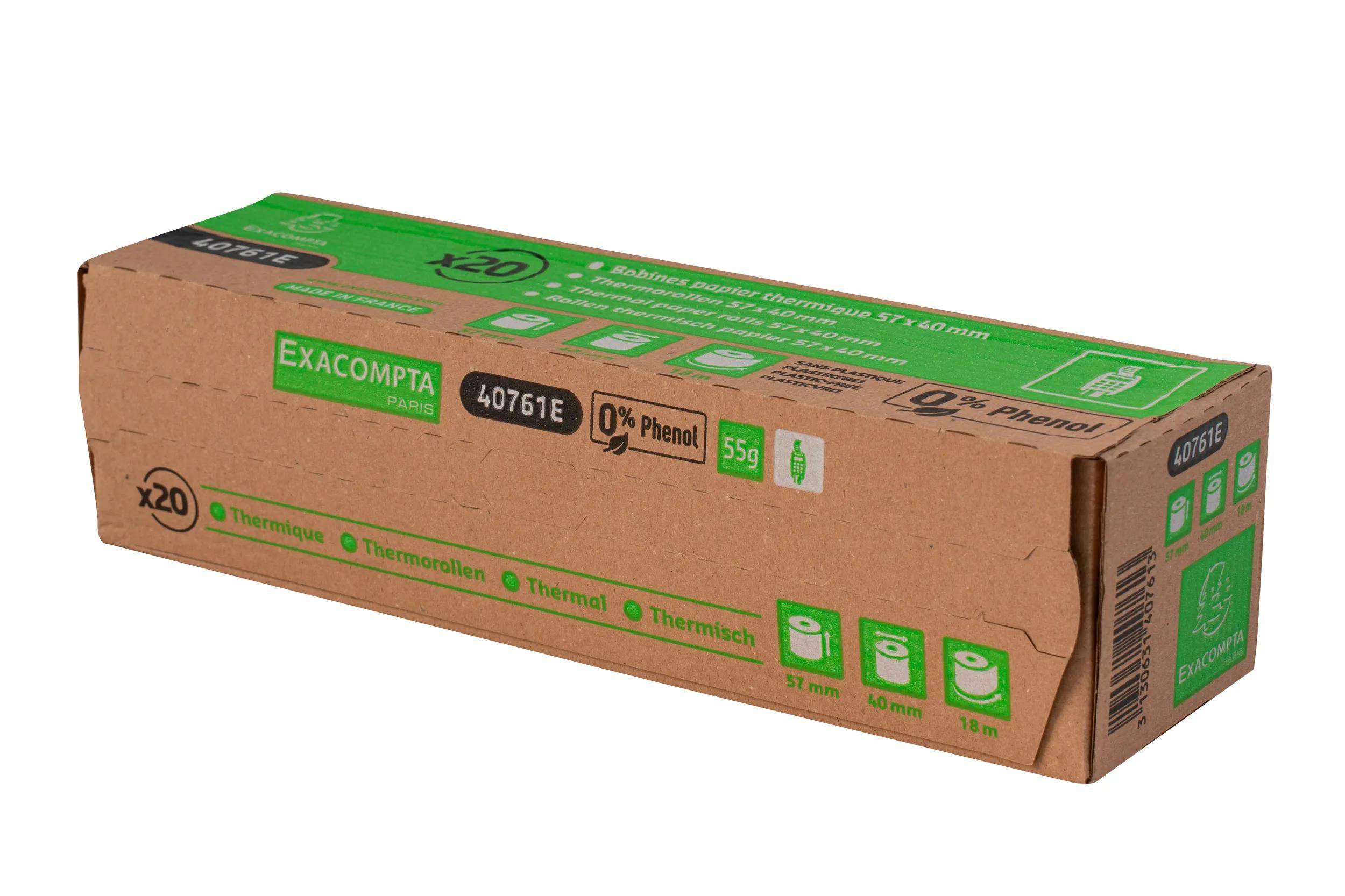 Exacompta 120x Thermorolle für Kartenzahlung 1-lagig 57x40mm 18m 55g Weiß 40761E