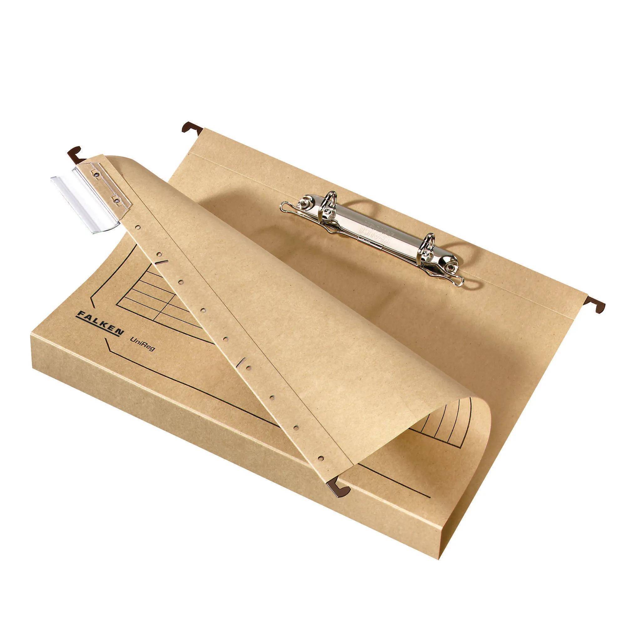 Falken 8x Hängesammler UniReg 320g/m2-Kraftkarton 2 Ring 4cm Braun 11288156F