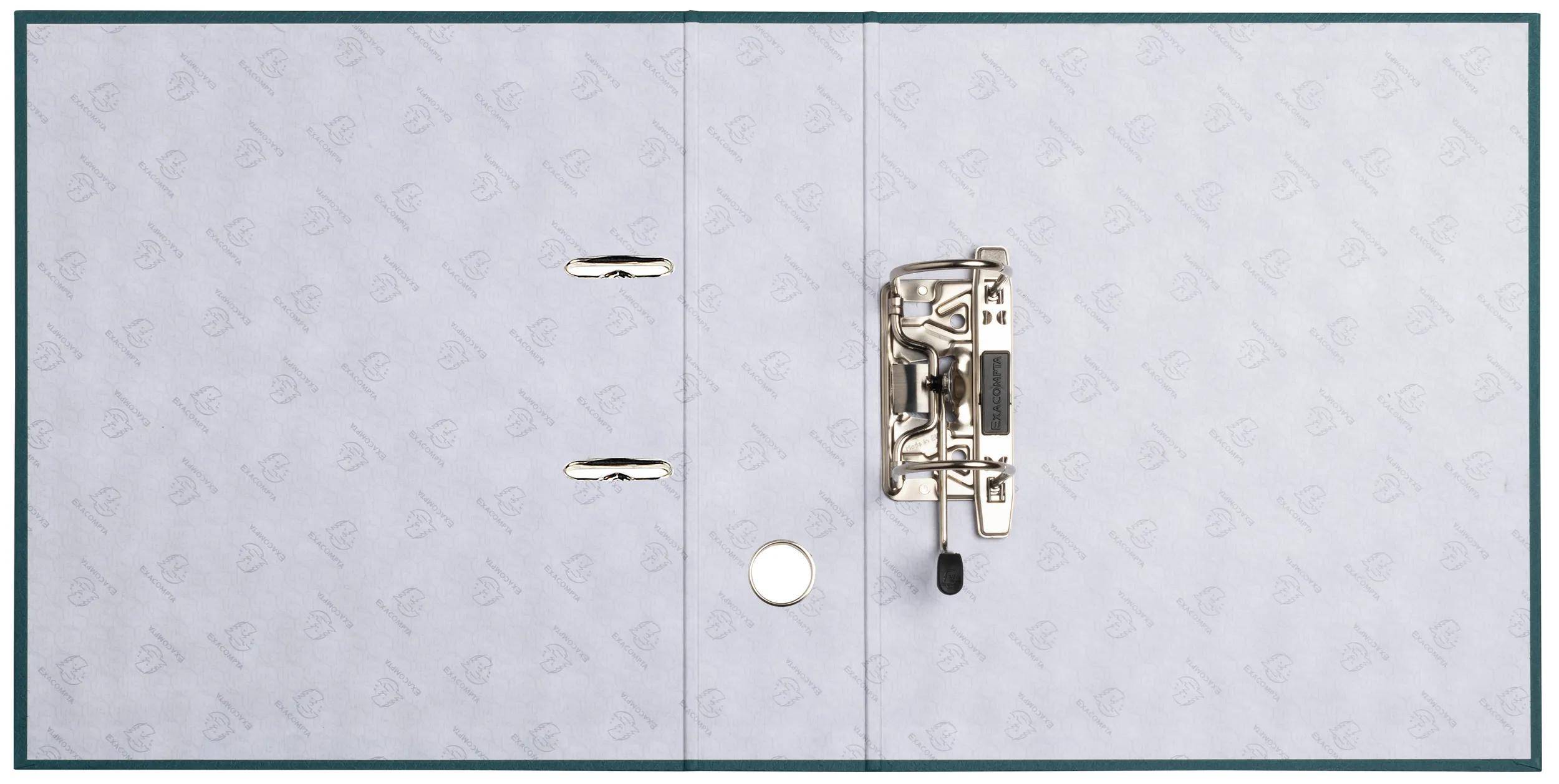 „Eine A4-Klemmmappe mit offenen Metallringen, Klipp und gemustertem grauem Innenteil.