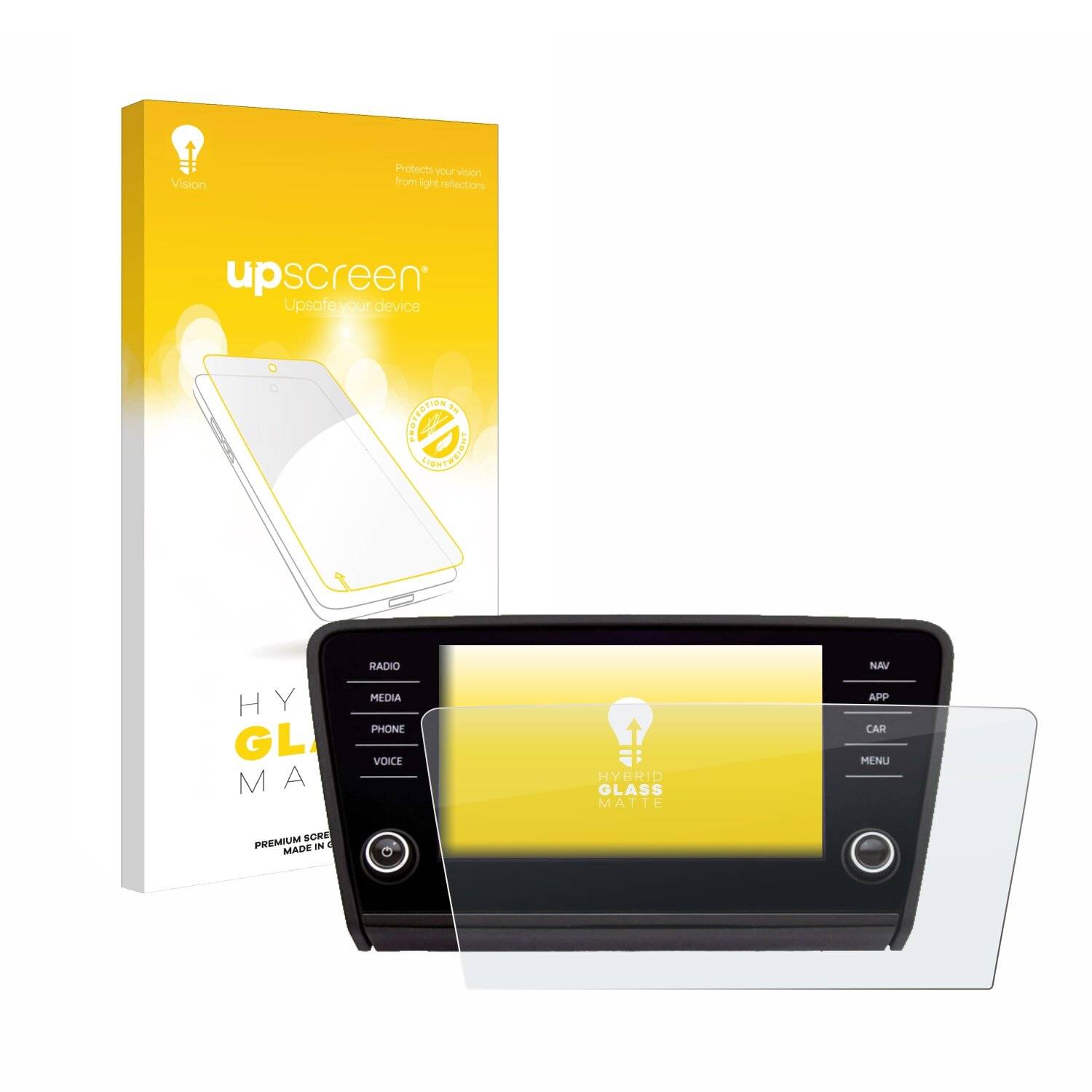 upscreen Hybrid Glas Matt Panzer-Folie für Skoda Octavia 2017 Infotainment System