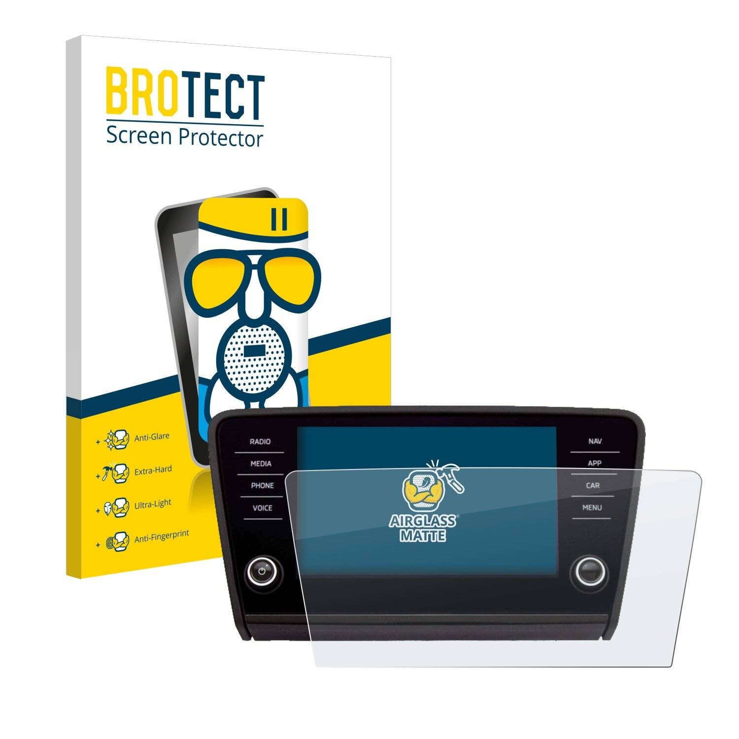 BROTECT AirGlass Matt Glas Panzer Folie für Skoda Octavia 2017 Infotainment System