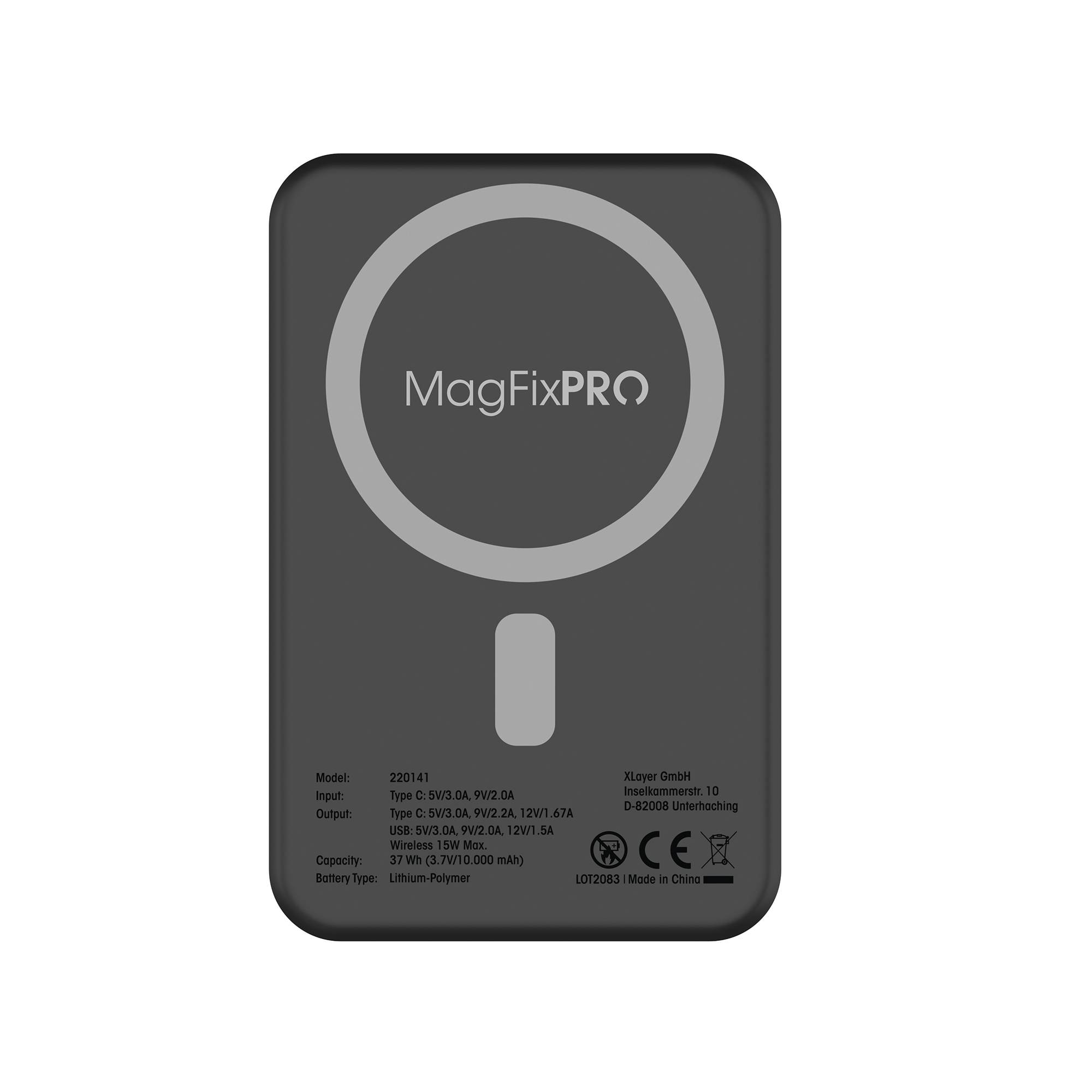 XLayer MagFix Pro 2-in-1 Powerbank mit Standfuß 10.000 mAh Black