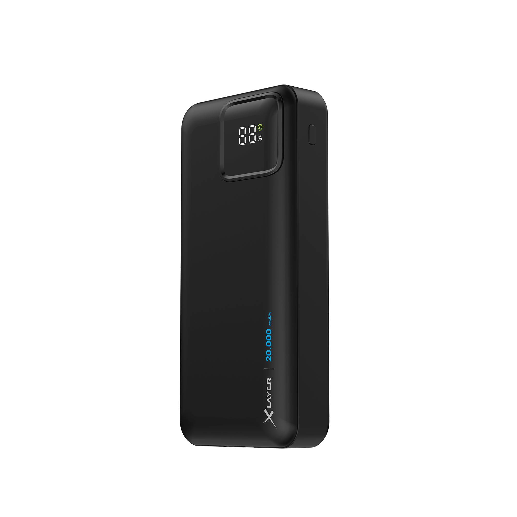 XLayer Powerbank 20.000 mAh mit zwei integrierten Kabeln PD 20W Black