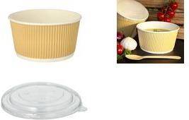 STARPAK Deckel für Suppenbecher Ripple Wall, 135 mm aus recyceltem PET, Durchmesser: 135 mm, transparent