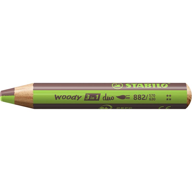 STABILO Multitalentstift woody 3 in 1 duo, hellgrün/braun