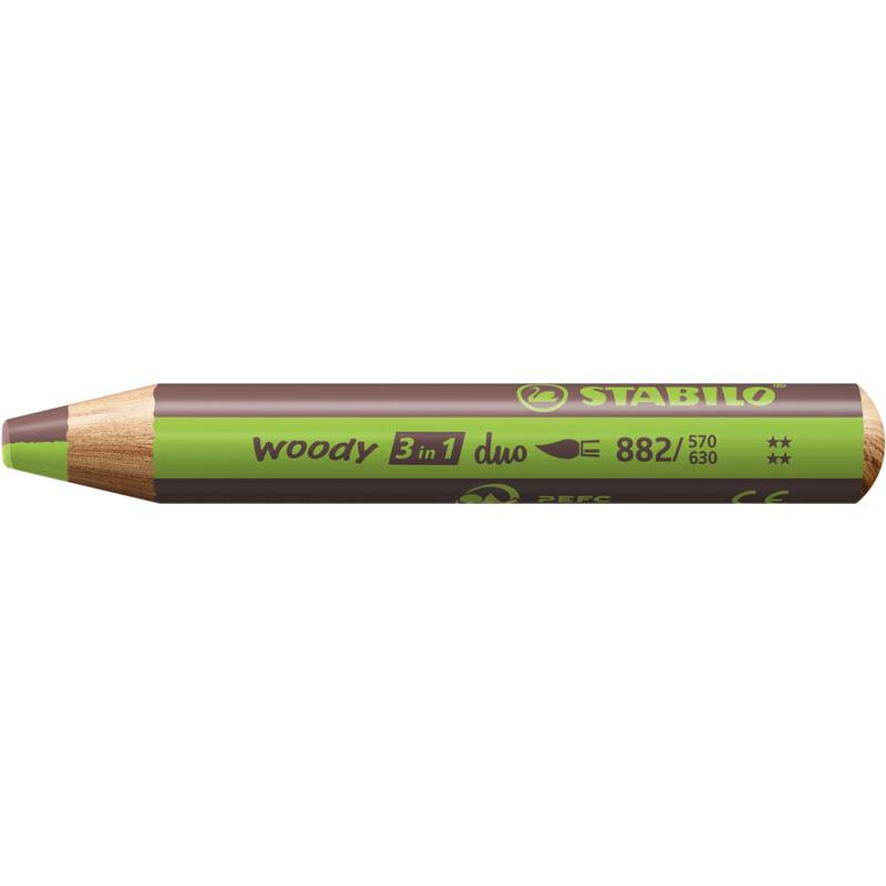 STABILO Multitalentstift woody 3 in 1 duo, hellgrün/braun