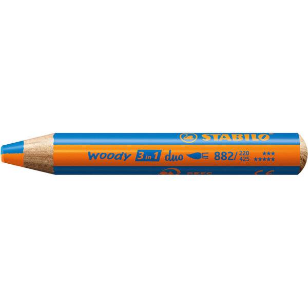 Aquarellfarbstift woody 3 in 1 duo orange/mittelblau