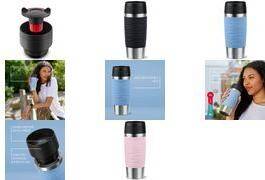 emsa Isolierbecher TRAVEL MUG Wave, 0,36 L., pastellblau hochwertiger, vakuumisolierter Edelstahlkörper, spül