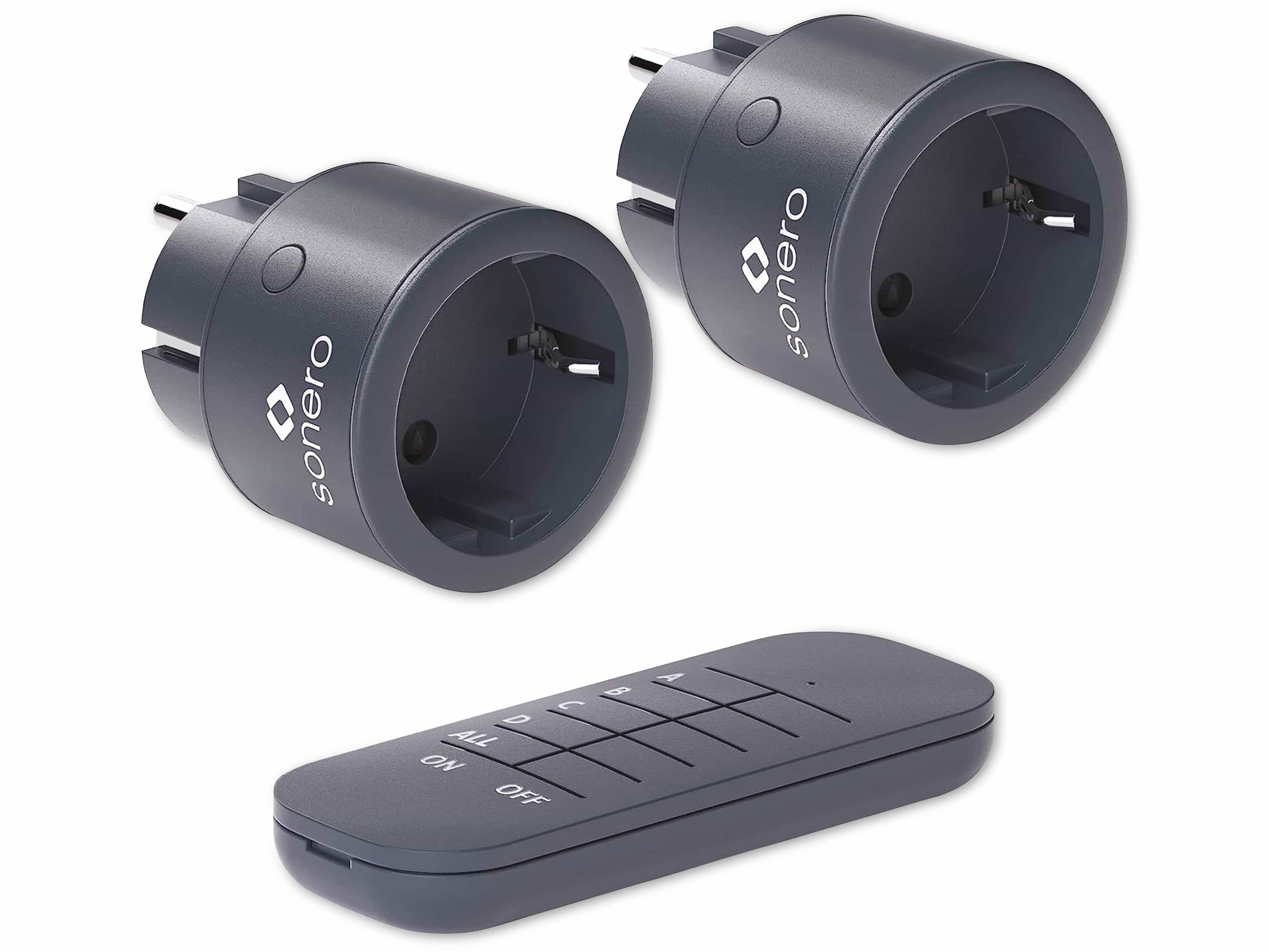 SONERO Funksteckdosen Set, 1 Sender, 2 Empfänger, anthrazit