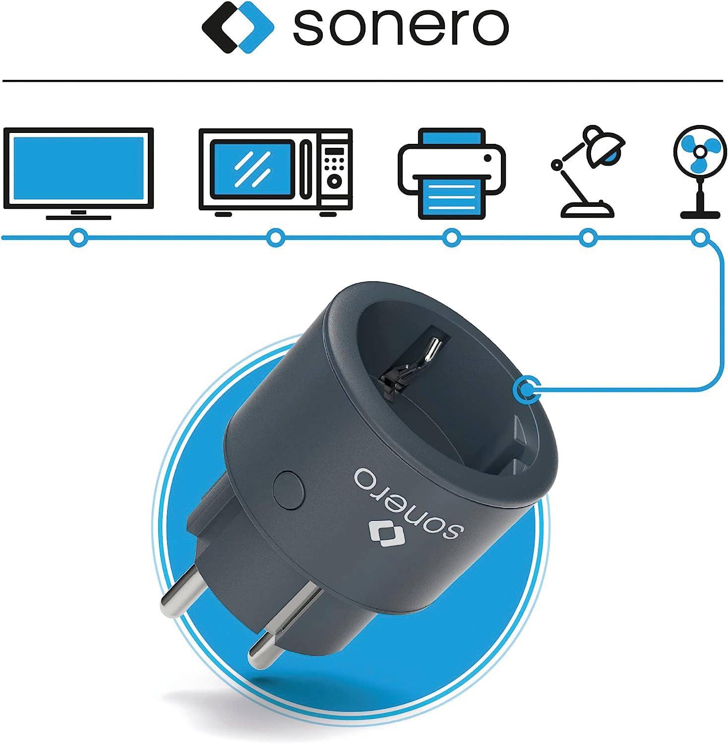 SONERO Funksteckdosen Set, 1 Sender, 2 Empfänger, anthrazit