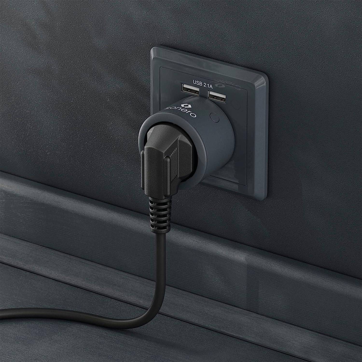 SONERO Funksteckdosen Set, 1 Sender, 2 Empfänger, anthrazit