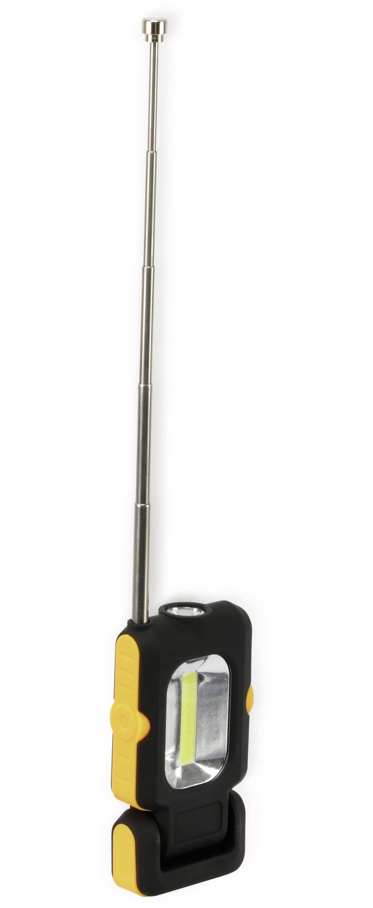 Ein ausziehbares Werkzeug mit schwarzem Griff und magnetischem Ende, das zum Abrufen von Gegenständen an schwer zugänglichen Stellen entwickelt wurde.