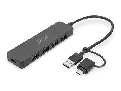 DIGITUS USB 3.0 Hub 4-Port Slimline Peripheriegeräte & Zubehör Kabel & Adapter USB Hubs