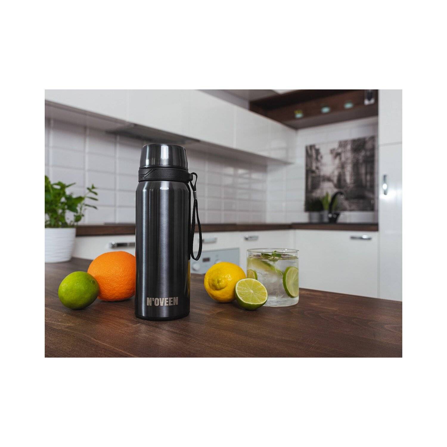 Transparent Edelstahl Thermoskanne | 700 ml, Grau