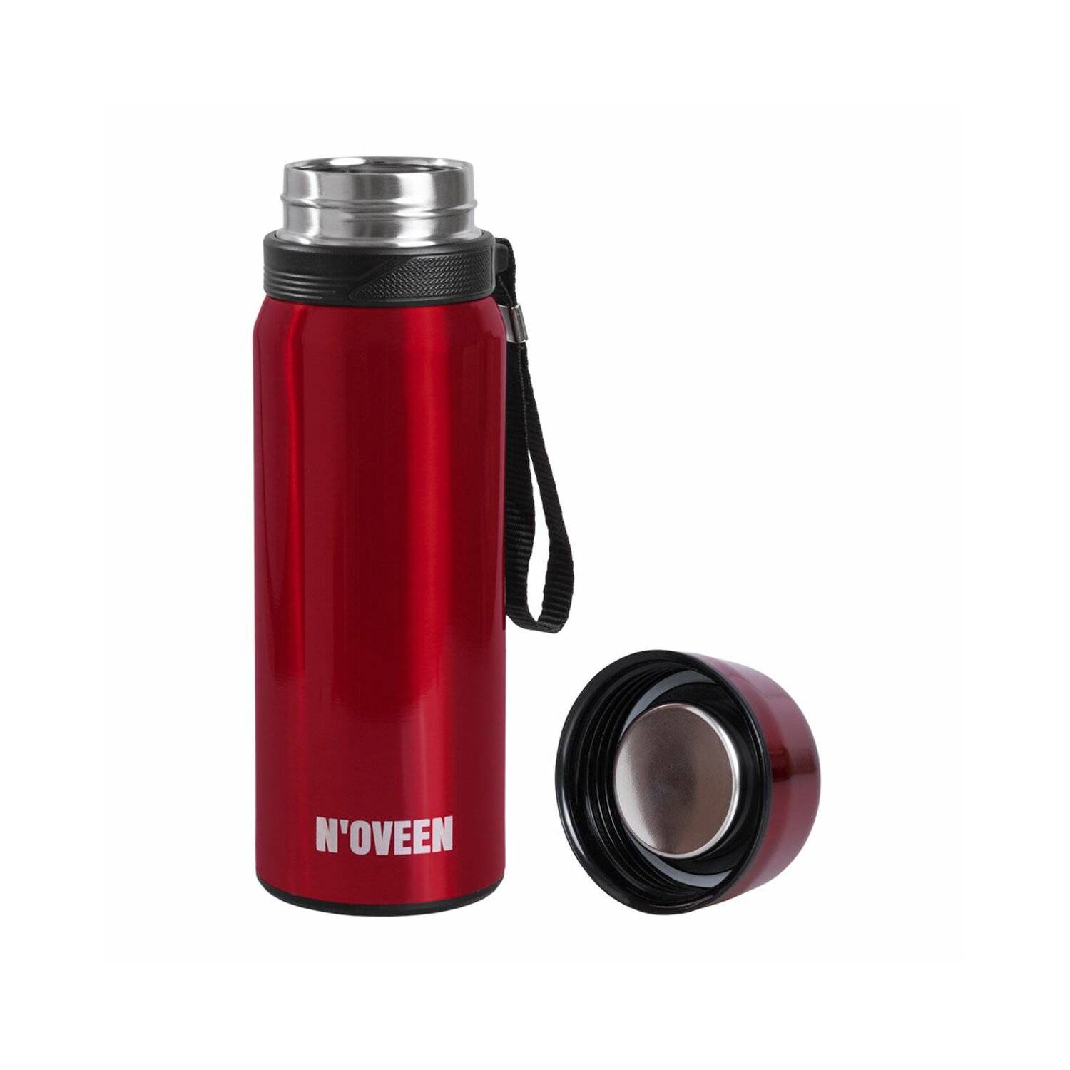 Transparent Edelstahl Thermoskanne | 700 ml, Rot