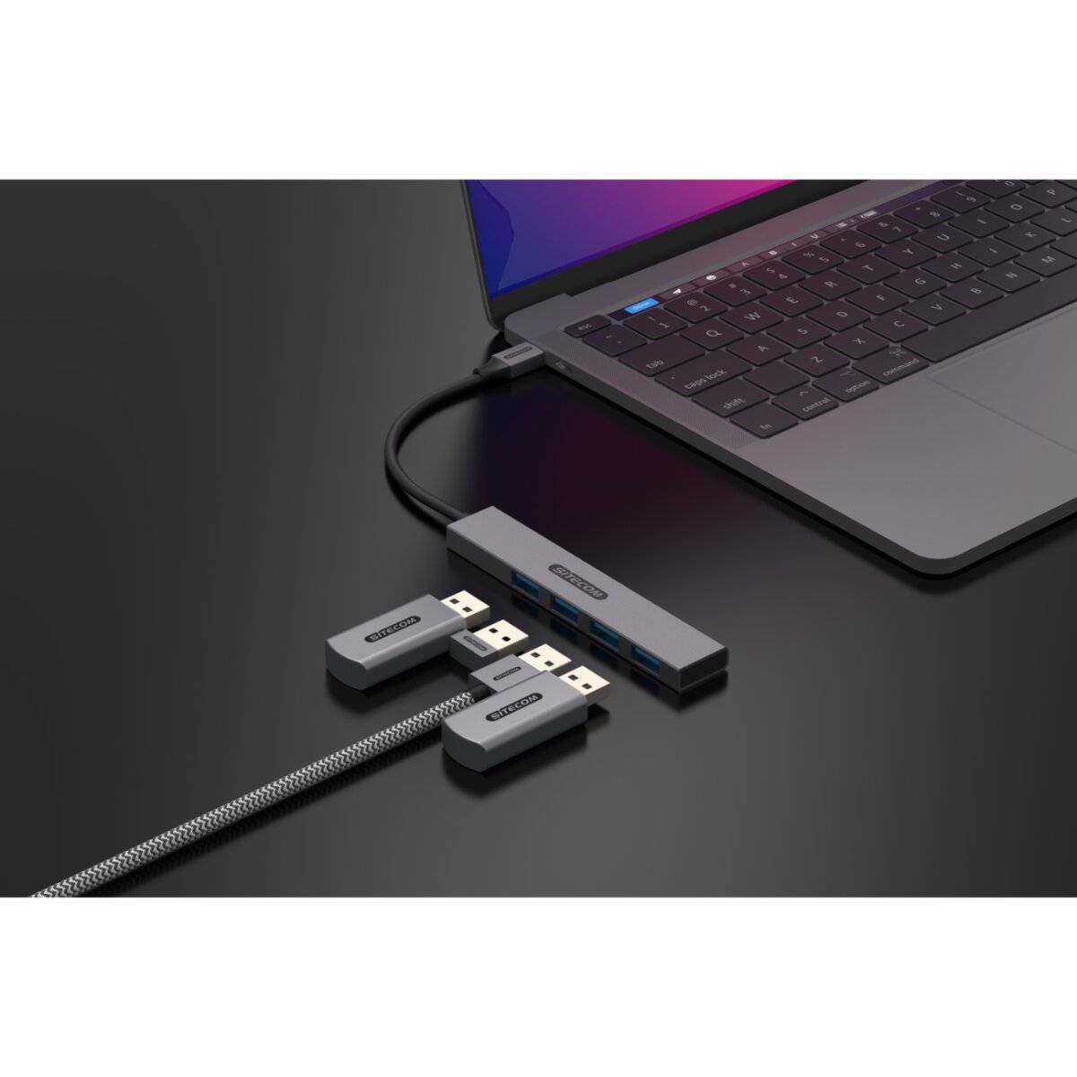 USB-C zu 4x USB-A Tiny Hub, kompakt & leistungsstark