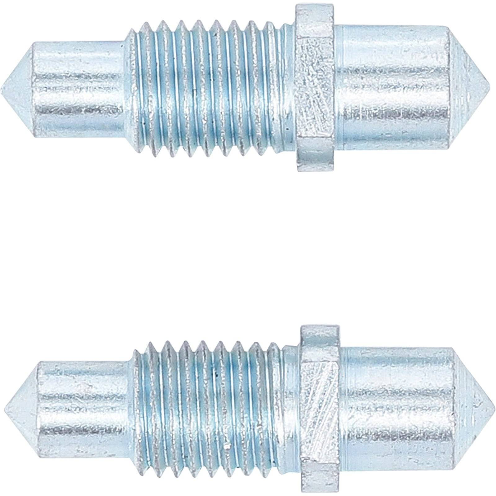 Zwei Metallschmiernippel mit Gewindekörpern und spitzen Enden werden parallel zueinander vor einem weißen Hintergrund dargestellt.