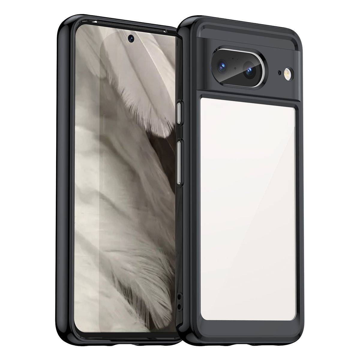 Für Google Pixel 8 TPU Schutz Handy Hülle Zubehör Schwarz Transparent