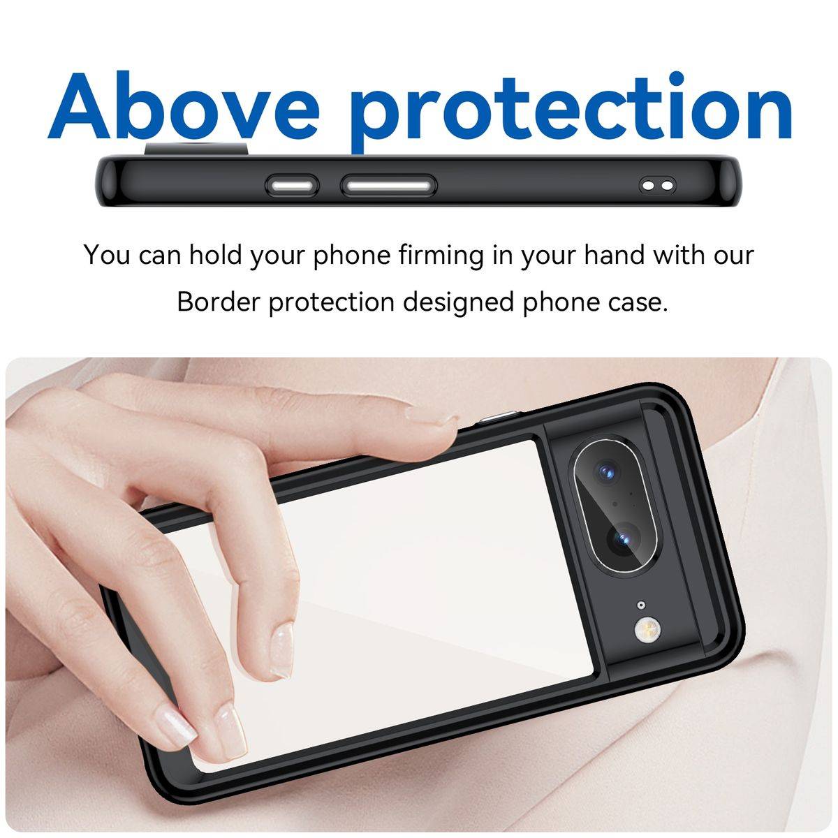 Für Google Pixel 8 TPU Schutz Handy Hülle Zubehör Schwarz Transparent