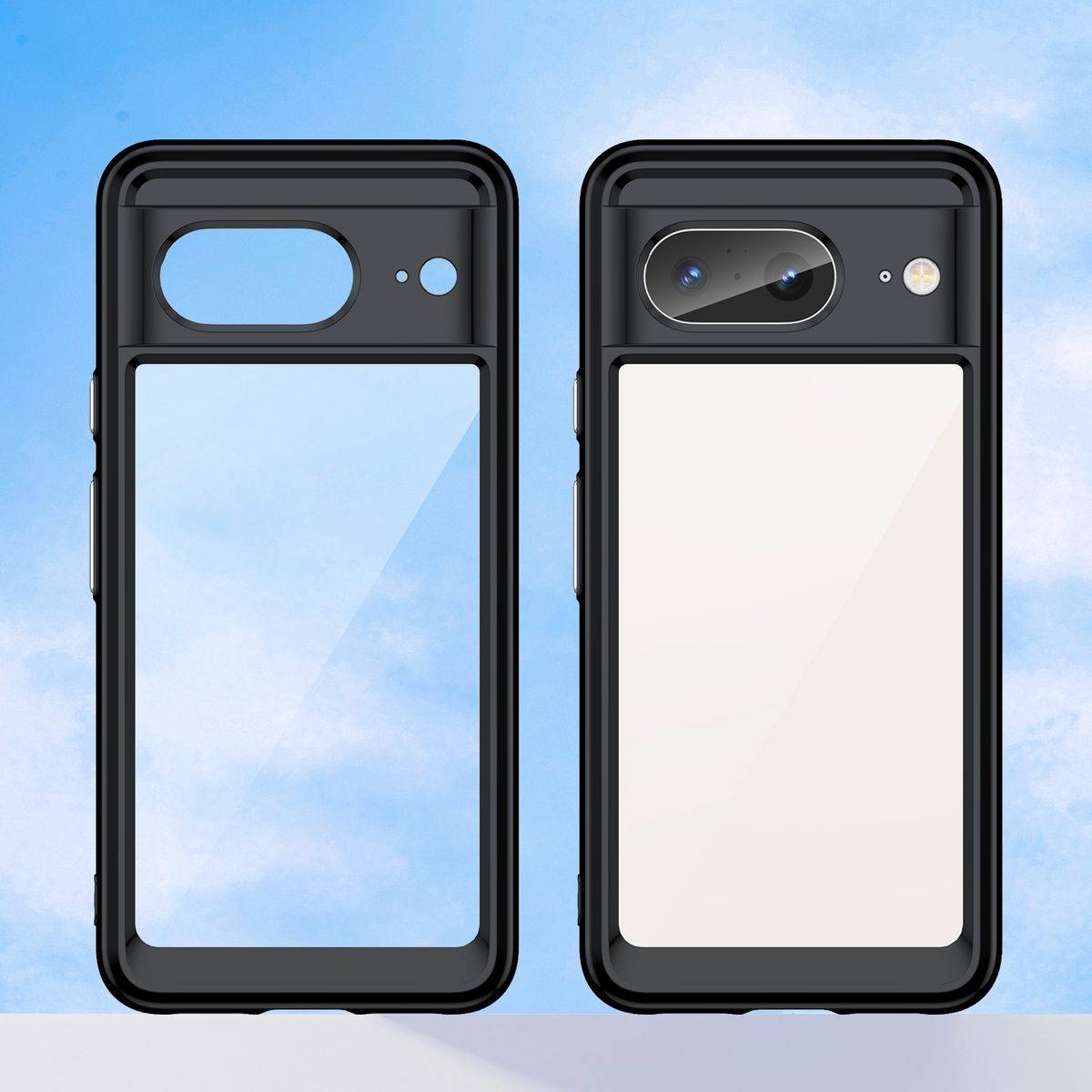 Für Google Pixel 8 TPU Schutz Handy Hülle Zubehör Schwarz Transparent