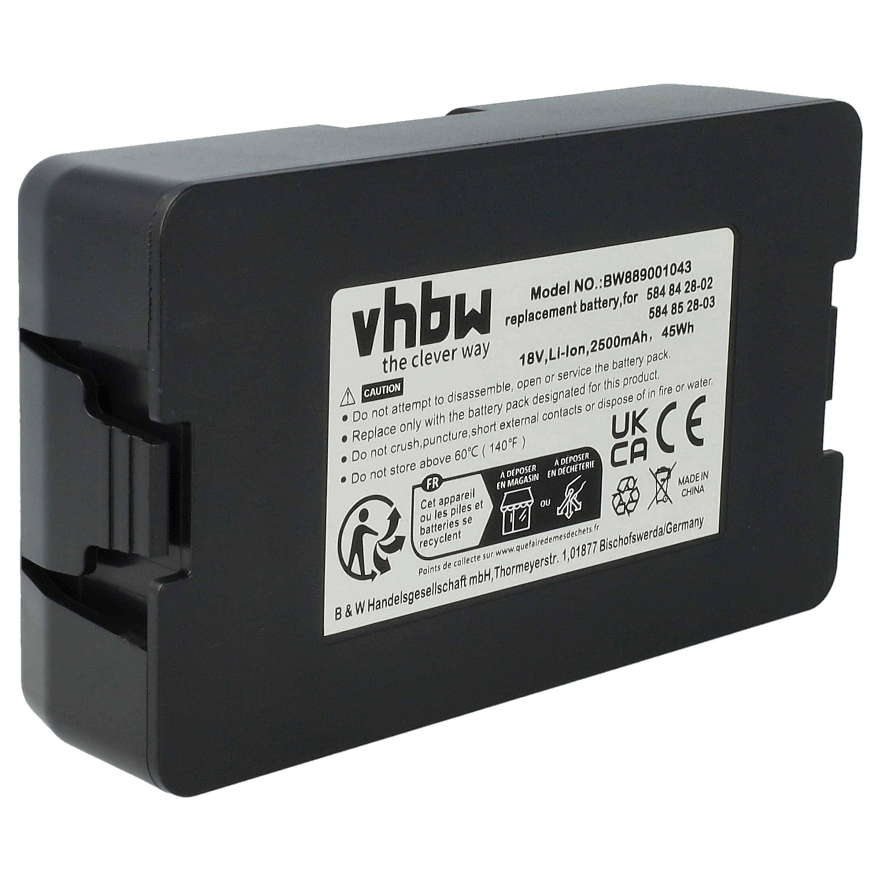 vhbw Akku Ersatz für Flymo 590 81 01-01, 5902142-03, 590 21 42-03, 590 21 42-04, 5902142-04 für Rasenroboter (2500mAh 18V Li-Ion)