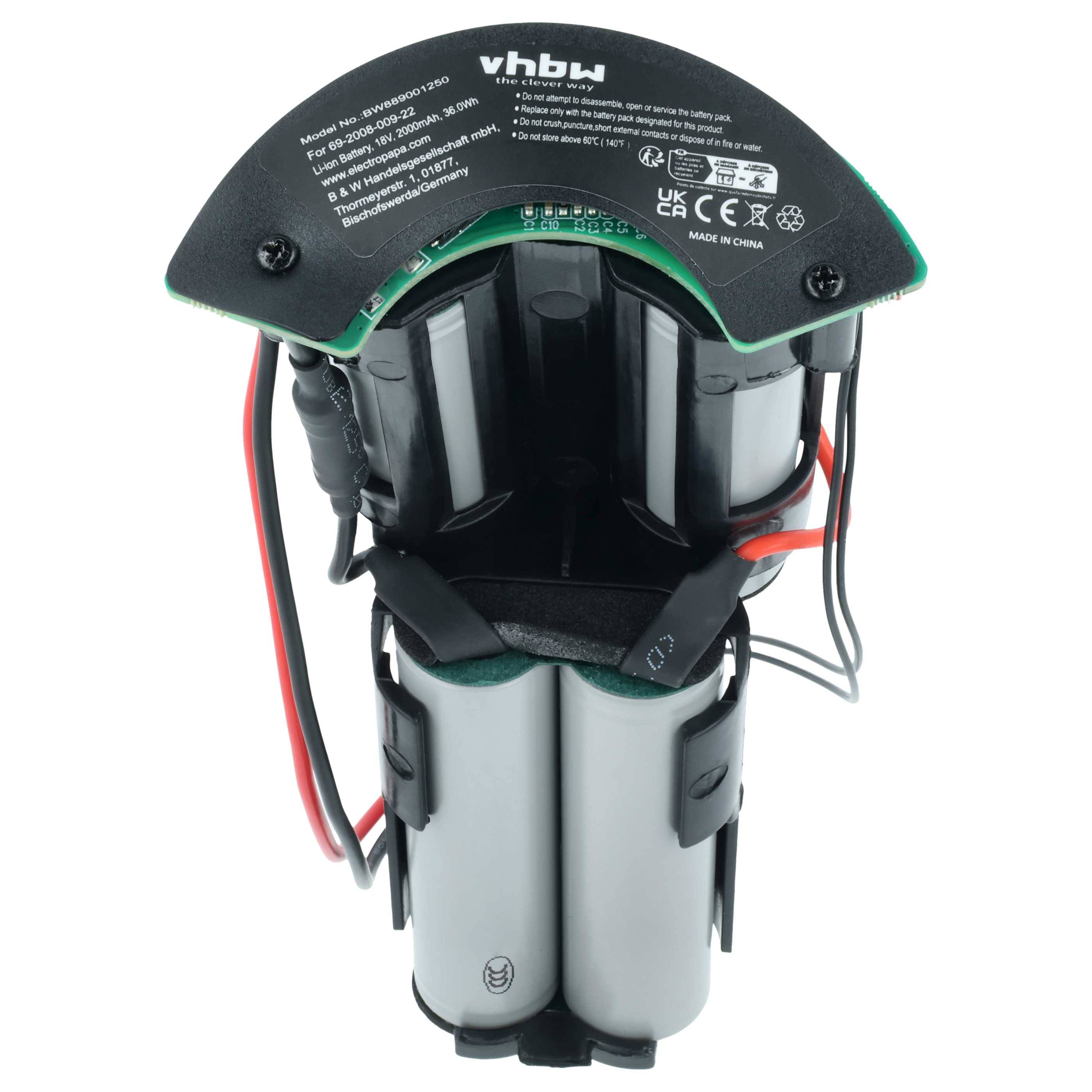 vhbw Akku kompatibel mit Philips FC6168/01, FC6171/01WEU, FC6168/01NL, FC6169/01WEU, FC6168/62, FC6169/01 Staubsauger (2000 mAh, 18 V, Li-Ion)
