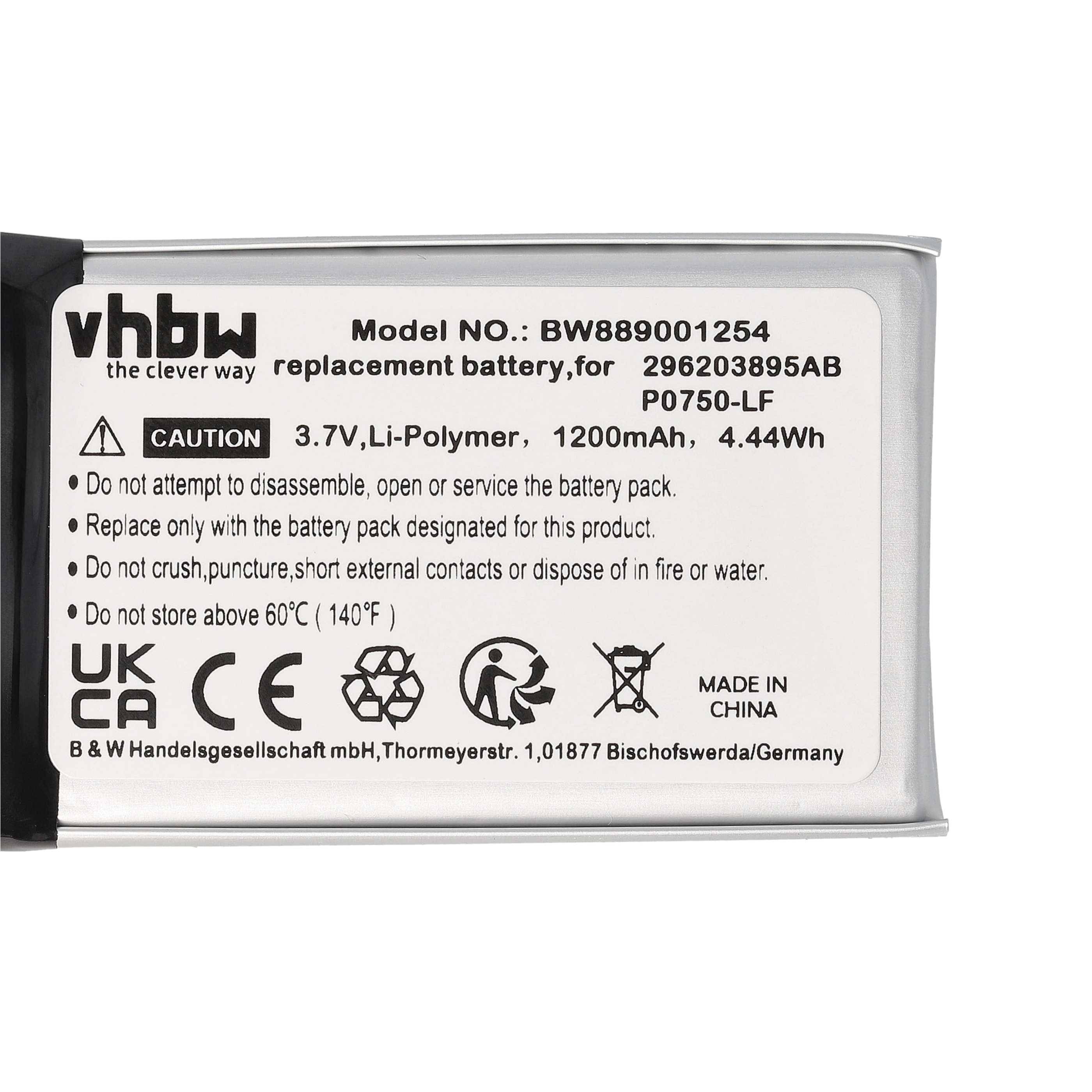 vhbw 5x Akku kompatibel mit Ingenico Link 2500 Kartenleser, NFC Smart Card Reader, Lesegerät (1200 mAh, 3,7 V, Li-Polymer)