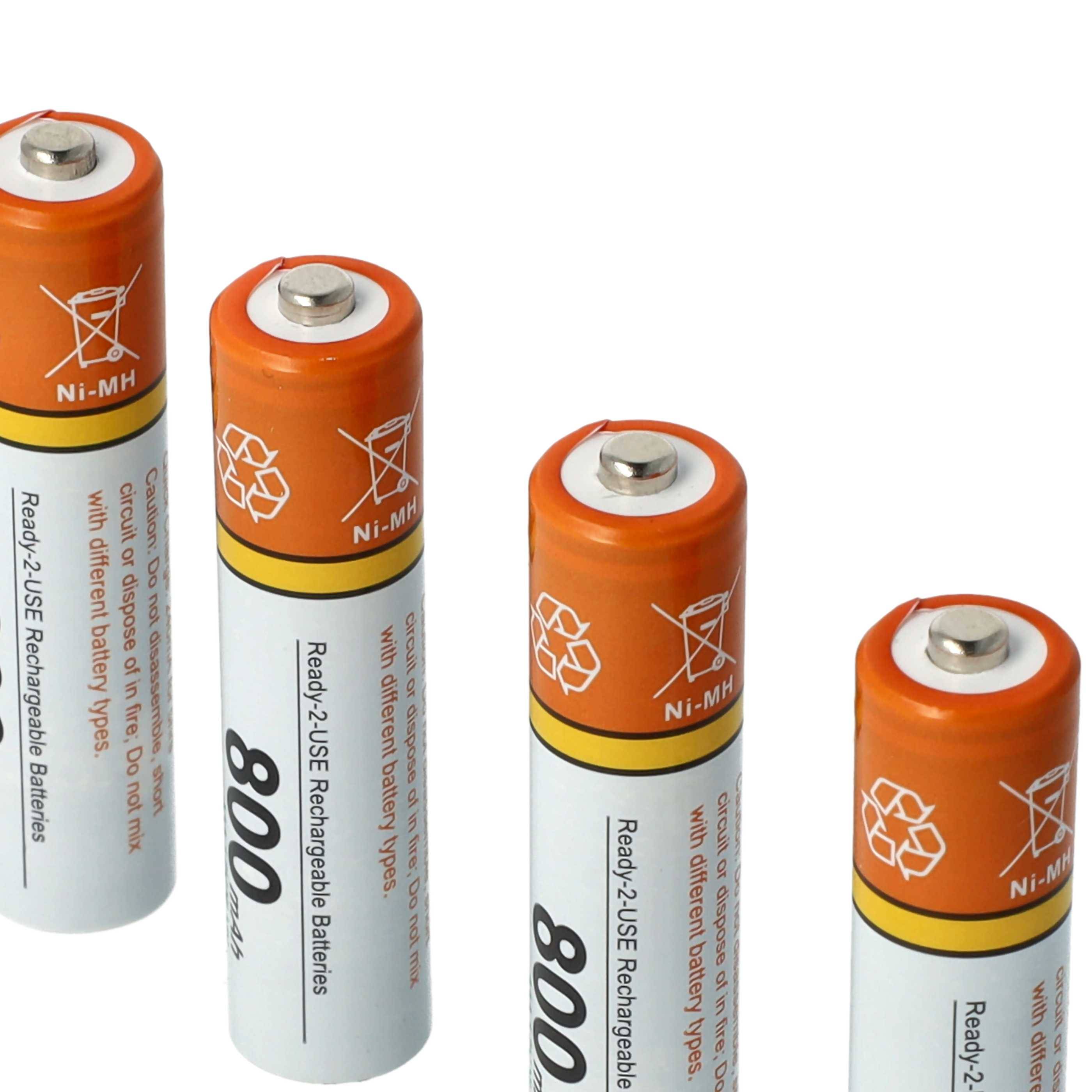 vhbw 20x AAA Micro Akku kompatibel mit Telekom Sinus 207, 606, A32, C34, CA 34, CA 37, 12 schnurlos Festnetz Telefon (800 mAh, 1,2 V, NiMH)